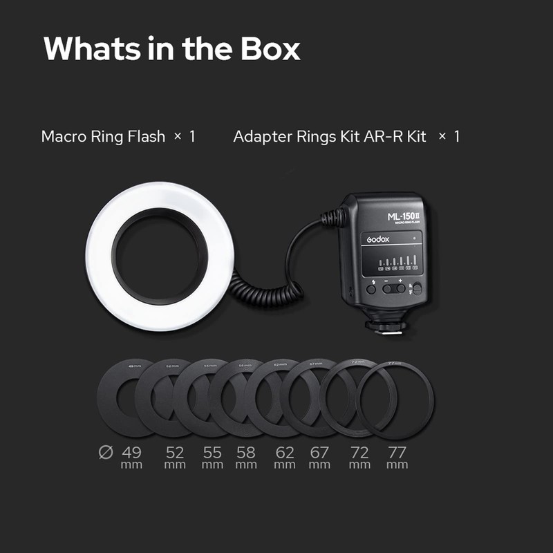 Godox ML-150II LED Macro Ring Flash GN12 0.1-2s Recycle Time