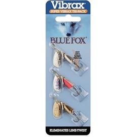 Blue Fox Super Vibrax Tri Pack 00 Silver, Gold, Rainbow Trout
