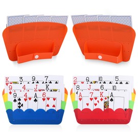 2stk Kartenhalter für Spielkarten, Freihändiger Spielkartenhalter mit Druckknopfständer 3-Lagig Stapelbare Aufbewahrung Spielkarten UNO Poker Reisespiele für Senioren Erwachsene und Kinder