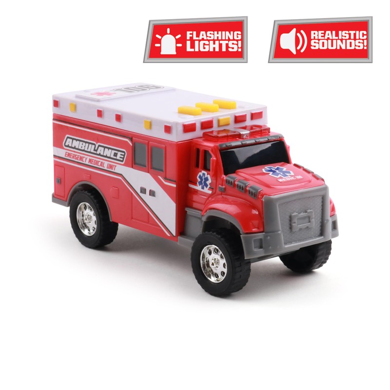 Mighty Fleet Toughest Minis 5" Tough Cab Ambulance Toy w/Lights