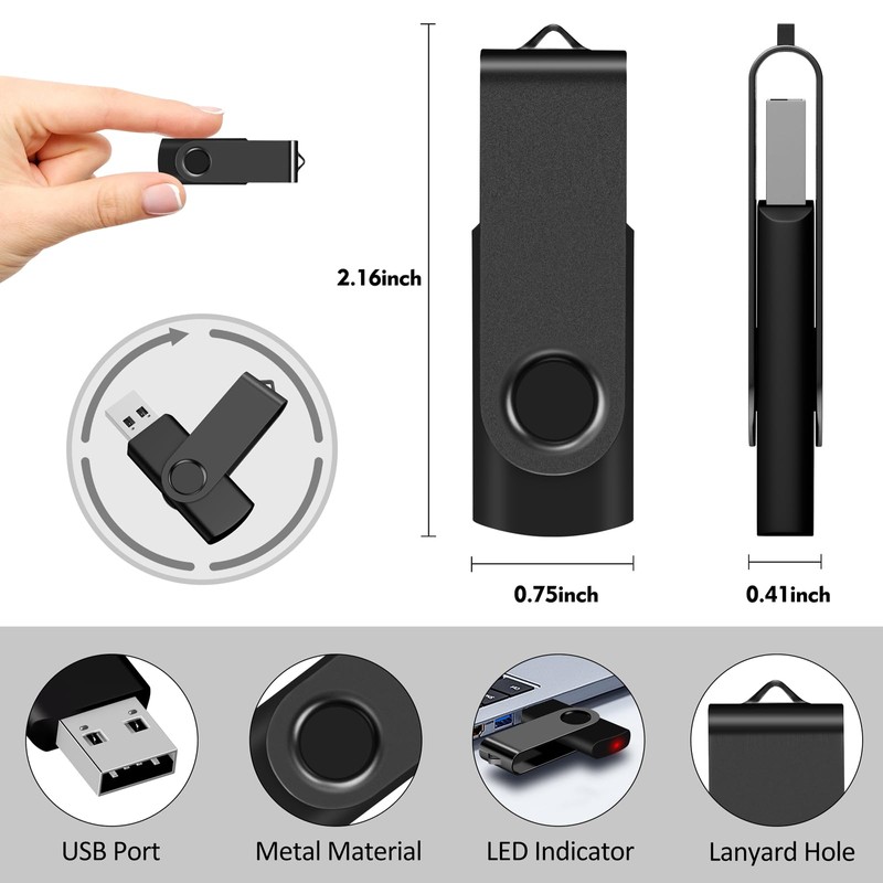 AreTop 16GB 20 Pack USB Flash Drive, Bulk USB 2.0