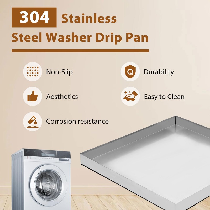 Upgraded 30" x 28"×2.5" Stainless Steel Washing Machine Drip Pan,Heavy