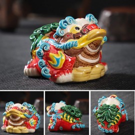 Ceramic Frog Statue Feng Shui Decor Money Toad Good Luck Charms Frog Gifts Decor for Housewarming Congratulatory, Attract Wealth and Good Luck Shelves Home Decor Gifts