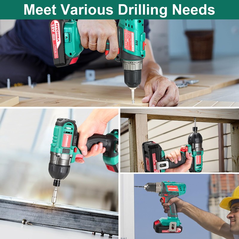 Cordless Drill Driver and Impact Driver 20V, HYCHIKA Drill Combo