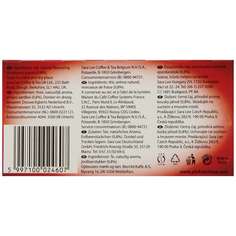 Pickwick Strawberry 20 tea bags, 1.50-Ounce Packages (Pack of 6)