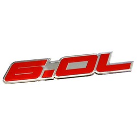 ERPART 6.0L Liter in RED on Silver Highly Polished Aluminum Car Truck Engine Swap Nameplate Badge Logo Emblem Compatible with Ford Excursion F250 F350