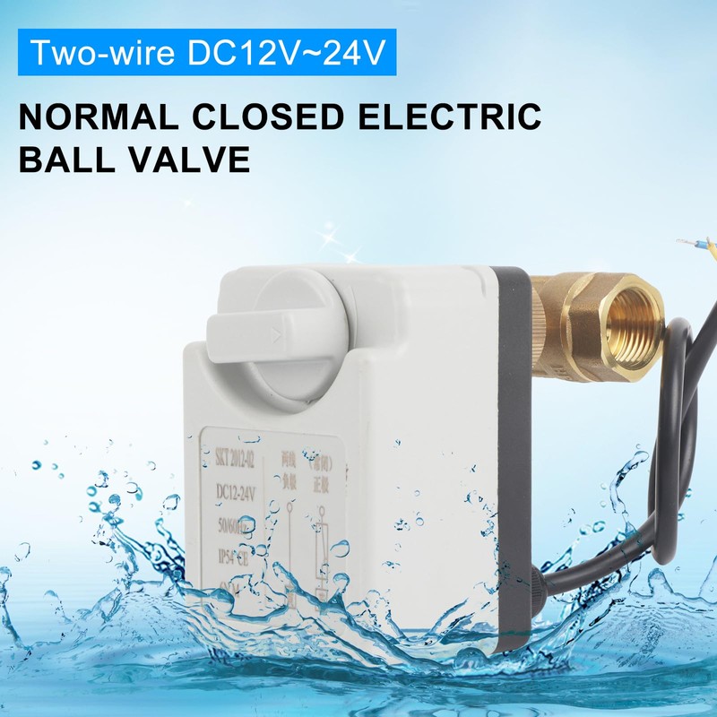 Nimomo DC 12V-24V 2-Way Motorized Ball Valve, DN15 1/2" Brass,