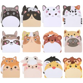 Kayqbonke Pack of 24 Children's Sticky Notes, 720 Sheets, Cute Sticky Notes, Small Sticky Notes, Children's Party Bags, Sticky Notes Fun, Animal Shaped Sticky Note Pad, Ideal for Office, Children,