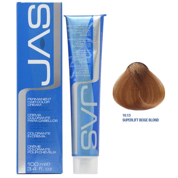 JAS Permanent Hair Color Cream with Vitamin C 3.4 Oz (Jas Color- Superlift Beige Blond (10.13))