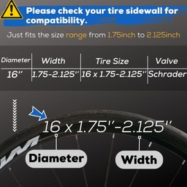 Corki Cycles 16 Inch Bike Tube, Stroller Tire Tube 16” x 1.75 1.95 2.0 2.1 2.125 Schrader Valve 32mm, Butyl Rubber Bicycle Tube Replacement 2 Pack