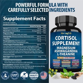 Cortisol Supplements for Women and Men with Magnesium, Ashwagandha & L-Theanine. High Cortisol Reducer, Manager, Detox, Lower and Control. Sleep Support & Stress Relief, USA (120 Capsules)