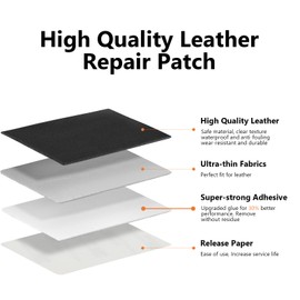 OcePor Self Adhesive Leather Repair Patch, 4 x 60 inch Leather Repair Tape, Leather Patches for Furniture, Vinyl Repair Kit for Couches, Boat Seats, Furniture, Cars(Black)