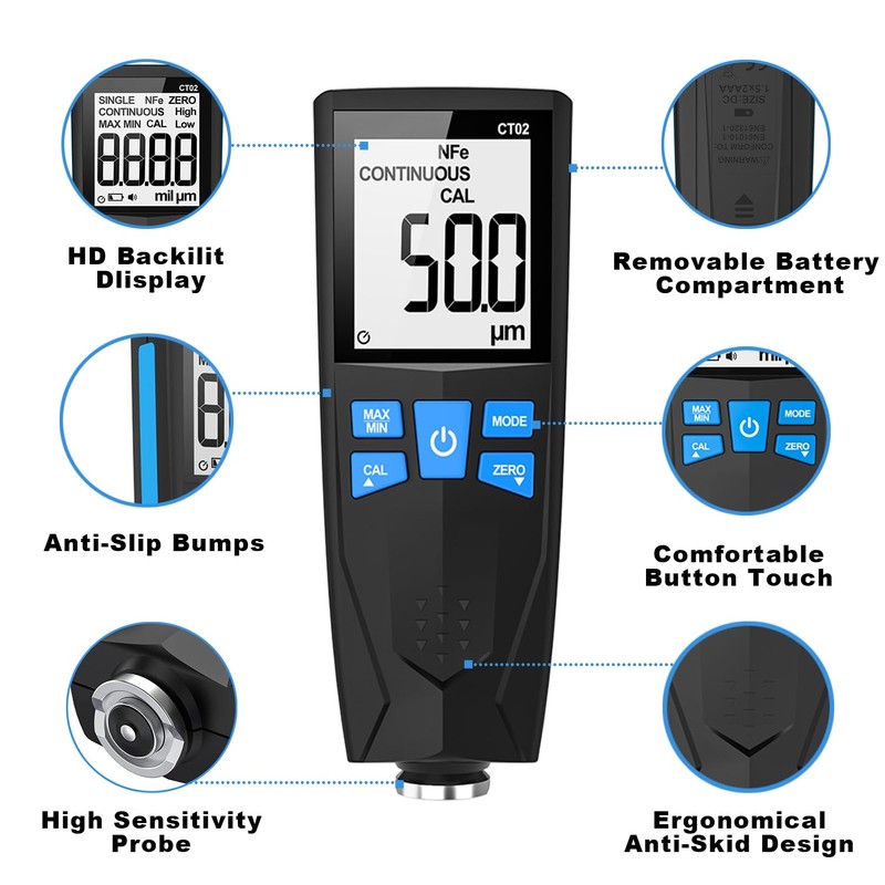 Car Paint Thickness Gauge, Automotive Coating Thickness Gauge Tester, Paint