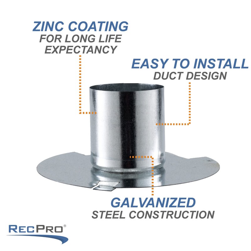 RecPro RV 2-Inch Furnace Duct Adapter | Straight Pipe Flange