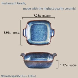 LIUYWYHCF Ceramics Au Gratin baking Dishes Set of 4, Baking Tray Bake ware, 10.5 oz Ramekins, for Pie Pan, Appetizer, Tart, Dessert, Quiche, Oven Small dish, individual dishes, Square 7.3 Inch