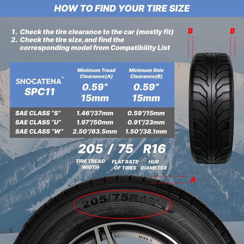 Snow Chains for Car Tires, Tire Chains for Pickups, SUVs,