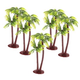 TOPPERFUN 5Pcs Imitation Palm Tree Tropical Mini Palm Mini Tree Figurines Rainforest Diorama Supplies Fake Palm Fairy Garden Outdoor Toys Coconut Indoor Banquet Hawaii