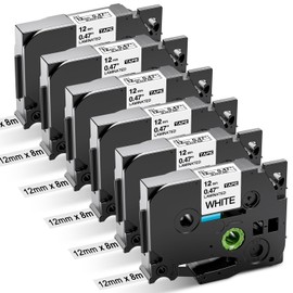 6x Aken Compatible with Brother P Touch Tapes TZe-231 TZe231 TZ231 Tape 12 mm 0.47 for Brother Ptouch Label Maker Ptouch 1010 H105 1000 1005 1280 D400 D600 Cube Black on White