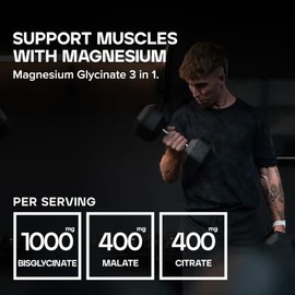Bulk Magnesium Glycinate 3-in-1 Complex | 1800mg High Absorption | Triple Strength Magnesium with Bisglycinate, Citrate & Malate | Supports Muscle Function, Energy & Repair | Vegan | 90 Tablets