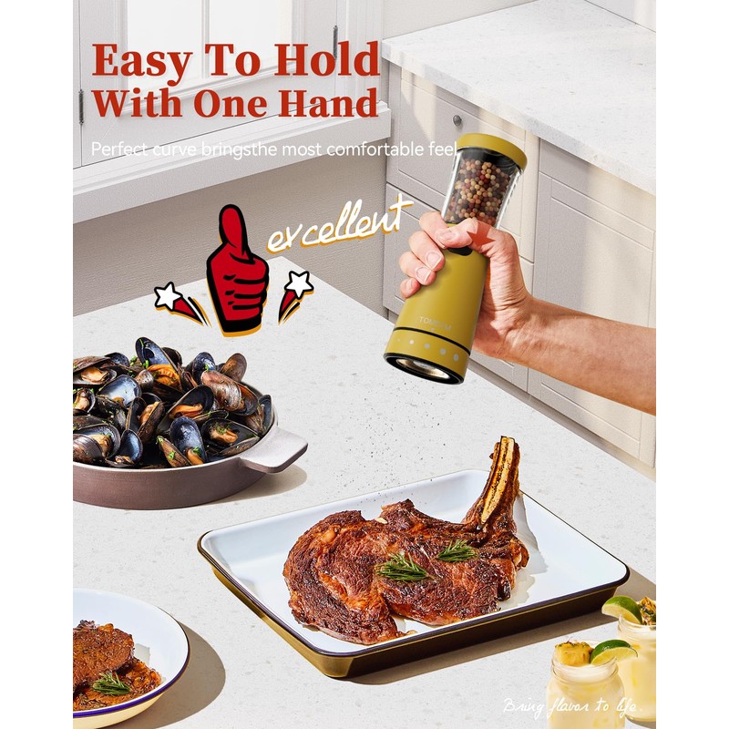Electric Salt and Pepper Grinder Set with Storage Base, Stainless