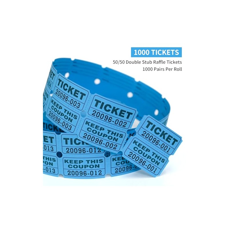 L LIKED 2000 Raffle Tickets Double Rolls 50/50 Stub Tickets