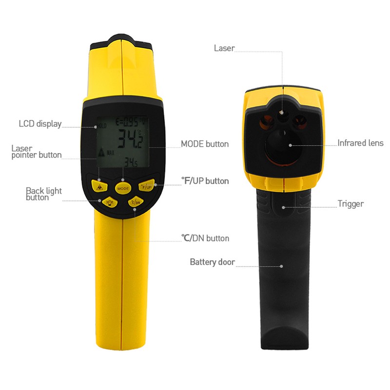 HP1300 Handheld NonContact Digital Infrared IR Thermometer Temperature Tester 501300℃(582372℉)