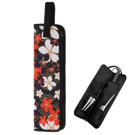 Beautyflier Universal Curling Iron Travel Case, Canvas Heat-Resistant Curling & Flat Iron Holder Travel Case, Hot Curling Iron Holder for Hair Tools Travel Bag or Daily Use (Red Blossom)