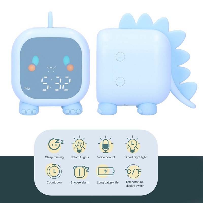 LED Alarm Clock Mini Portable Voice Control Temperature Display USB