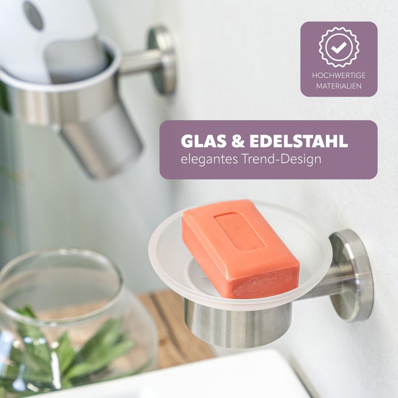 bremermann® PIAZZA Bathroom Range - Soap Dish, glass and stainless