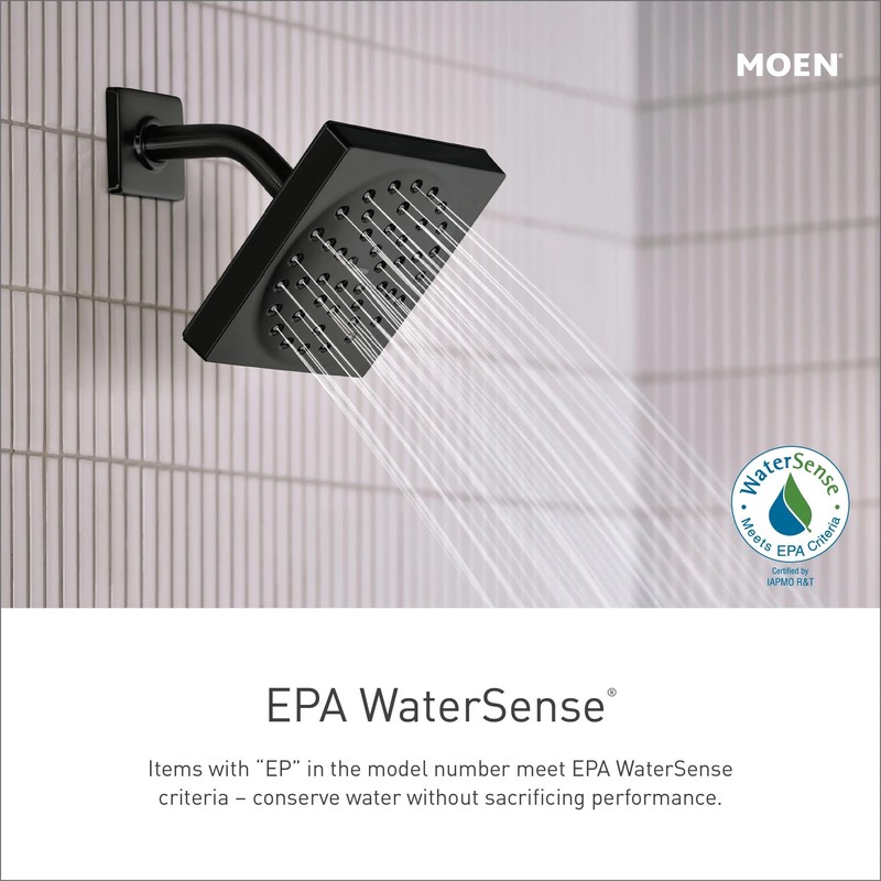 Moen Gibson Matte Black Eco-Performance Modern Shower Trim Featuring Bathroom