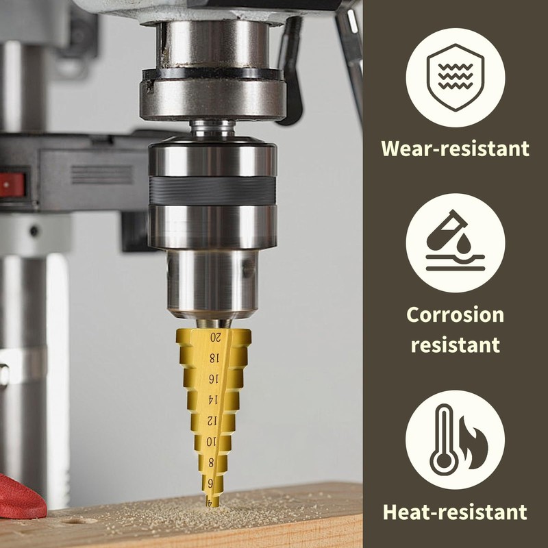 3pcs HSS Step Drill Bits Set, Titanium Step Drill Bits,