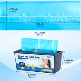 FURWEY Diaper Pail Refill Bags 30 Bags Per Refill Holds Up to 1410 Newborn Diapers 7 Layer Odor Barrier Technology 1PACK (30 Bags)
