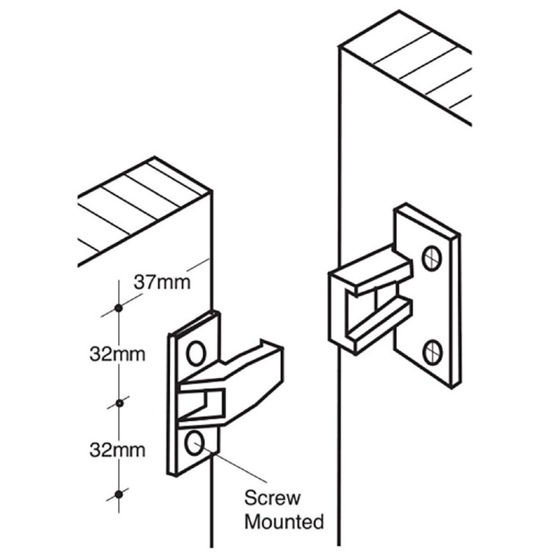 Hafele Keku Push-On Fitting Set - Bracket Connectors for False
