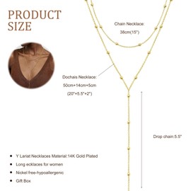 AOOTUERL Long Y Chain for Women Necklaces for Women Gold Long Chain Elegant Women Simple Jewelry Stacked