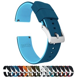 BARTON WATCH BANDS Quick Release Elite Silicone Watch Bands, Two Toned Blue (Flatwater), 22mm