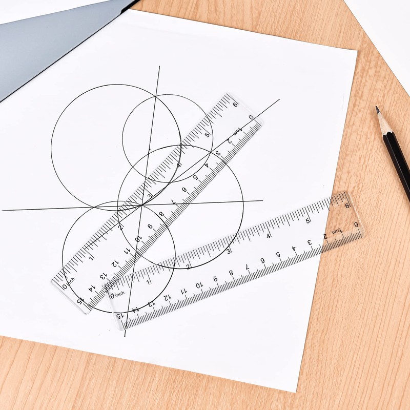 Unjoo Clear Plastic Ruler 6 Inch Straight Rulers, Shatterproof Ruler