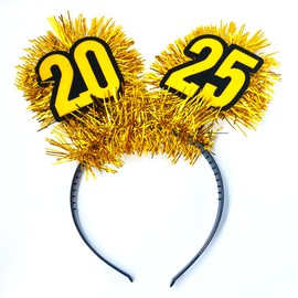 Meekest Happy New Year Headband for Women Girls Men, 2025 New Years Headband Glitter Gold Headband Sparkles Headwear Hair Hoops Accessories for New Years Eve Party Supplies Gifts - Gold