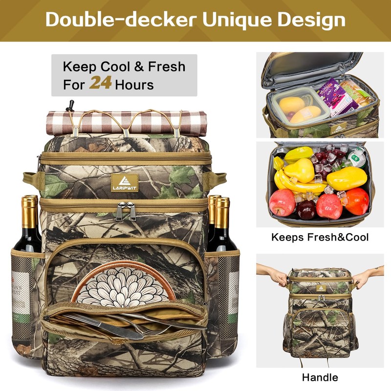 Laripwit Cooler Backpack 54 Cans Insulated Backpack Cooler Bag Leak-Proof