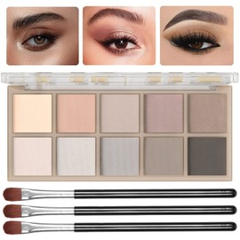 Sulily 10 Colors Nude Eyeshadow Palette,Gray Taupe Brown Matte Eye Shadow Makeup,Neutral Smokey,Blendable High Pigment,Long Lasting Waterproof Professional Beauty Makeup Kit,Women, Cement
