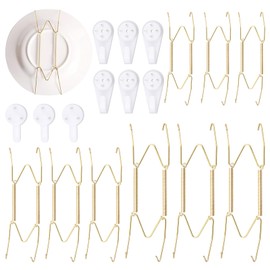 Glarks 18Pcs 6/8/10 Inch Invisible Plate Hangers with Wall Hooks Assortment Kit, Stainless Steel Spring Style Wire Plate Hangers Wall Plate Hangers Dish Display Holders for Decorative Plates and Art