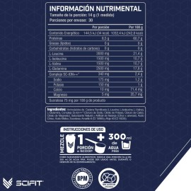 Scifit Aminoácidos Bcaa + Glutamina 420g | Complejo De Iones Sabor Refresco de naranja