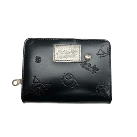 Nadaya 87130 Sanrio Characters Cromi Round Bi-Fold Wallet, Genuine Leather, Cowhide Leather, Black, Width 4.9 x Height 3.7 x Thickness 1.2 inches (12.5 x 9.5 x 3 cm)