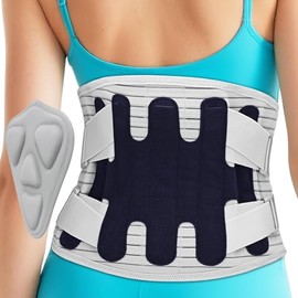Soporte de espalda para dolor de espalda inferior, cinturón de apoyo lumbar para mujeres y hombres con almohadilla lumbar, soporte lumbar con correa  