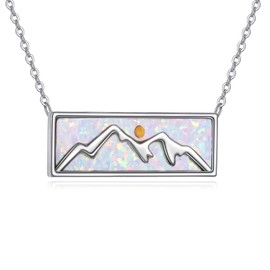 POPLYKE Mustard Seed Necklace 925 Sterling Silver Opal Mountain Necklace Christian Necklace Faith All Things are Possible Jewelry Gifts for Women