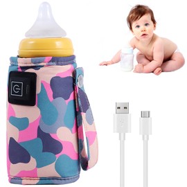 Calentador de Biberones, Bolsa para Calentar Biberones Recargable USB, Calienta Biberones de Viaje, Mantiene Leche del Bebé Caliente, Adecuado para Viajes Largos y para su Uso Sobre Marcha (Rosa)