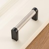 KOOFIZO Nickel and Black Cabinet Pulls, 5-Pack Knurled Cabinet Handles,