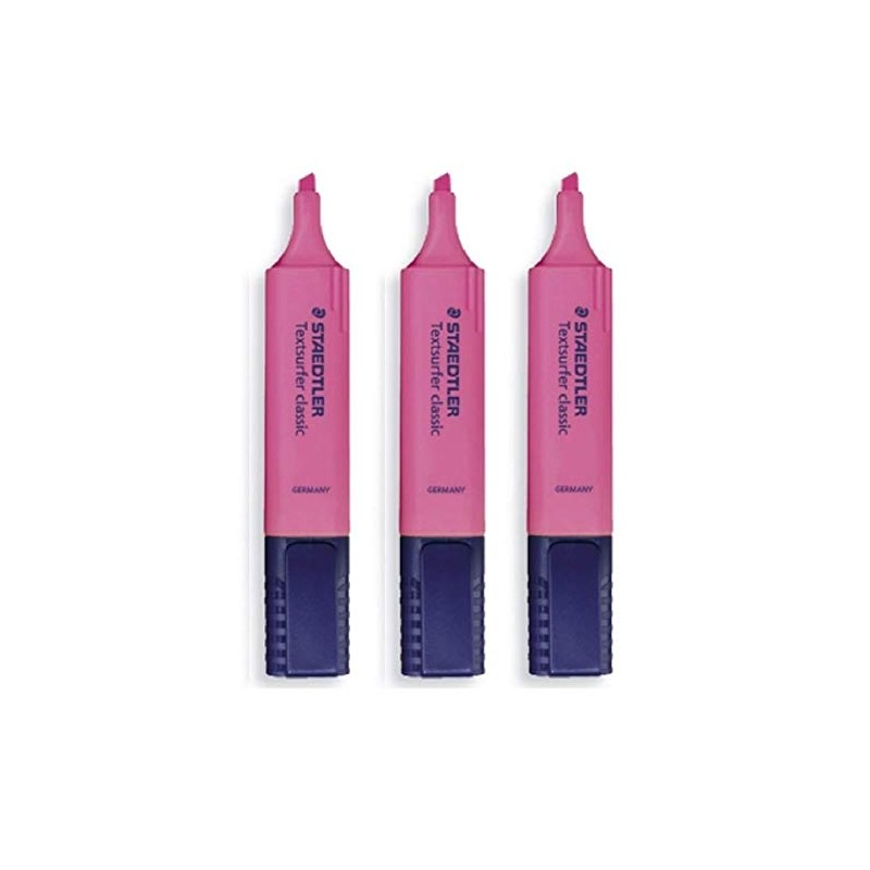 Staedtler Pink Highlighter Pens Textsurfer Classic Ultra Soft 1-5mm Chisel
