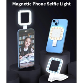 Cuifati Cell Phone Fill Light, Curved Lampshade, Type C Charging, 2500-9000k, Magnetic Adsorption, Multi Angle, Foldable, Desktop Holder, for Live Streaming, Photography