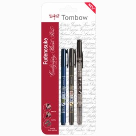 Tombow Fudenosuke Brush Pen 3 Type Set Hard (GCD-111) Soft (GCD-112) Dual Brush(GCD-121) Original 5 Colors Sticky Notes