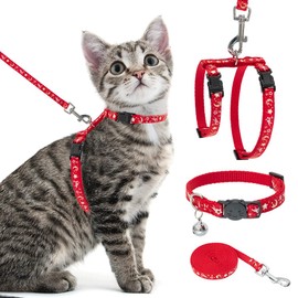PAWCHIE Cat Harness with Leash and Collar Set - Escape Proof Adjustable Cat Harness Glow in The Dark for Kitty Outdoor Walking